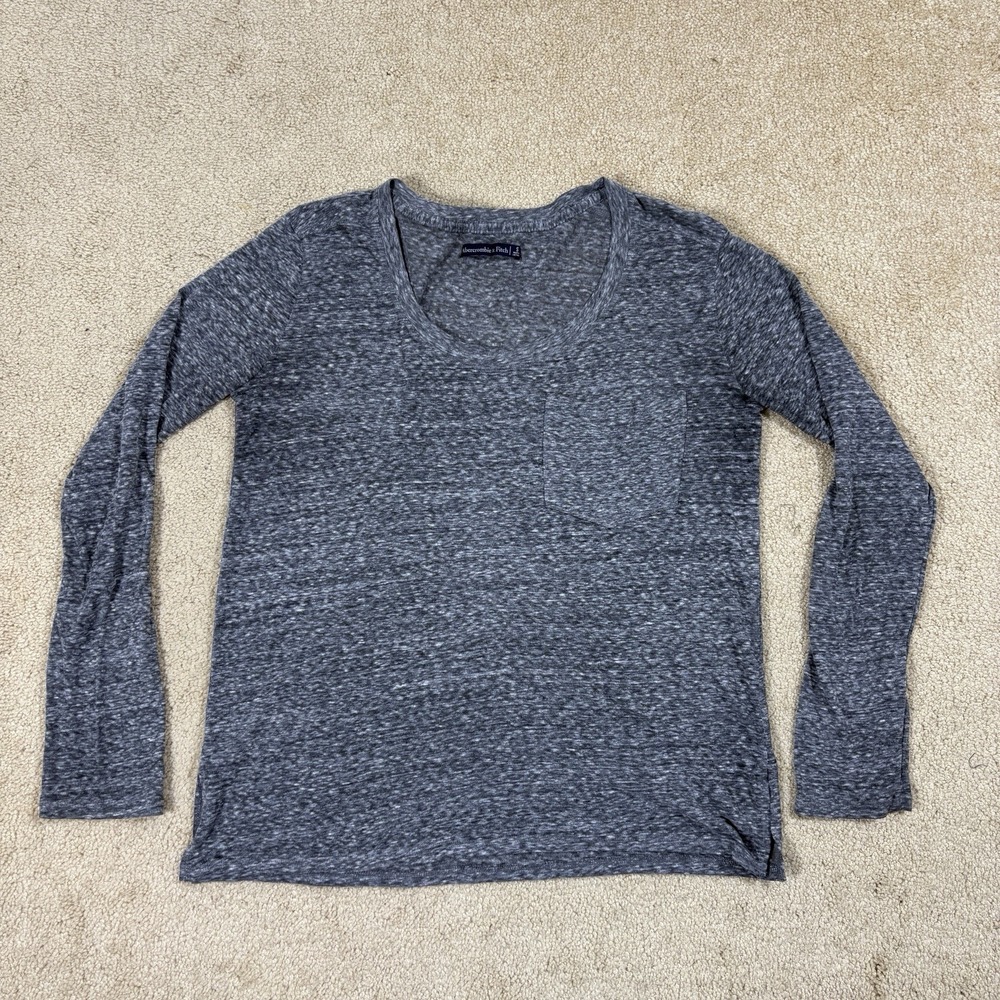 Abercrombie & Fitch Semi Sheer Long Sleeve Tee T-Shirt Heather Gray Women S